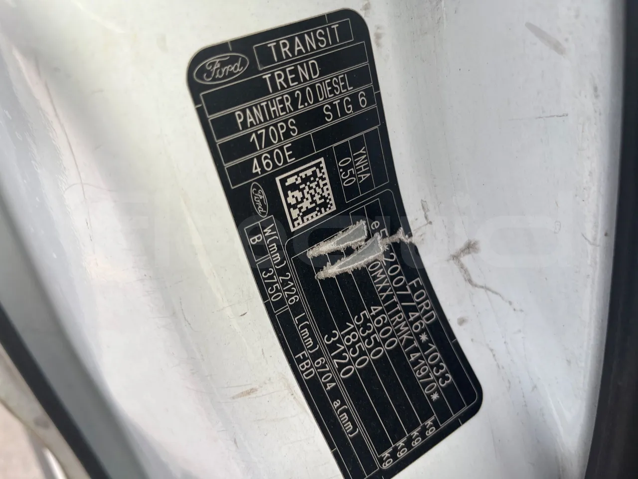 Ford Transit FBD - Euro 6 - 125 kW - 6.704 mt - chassis VIN photo