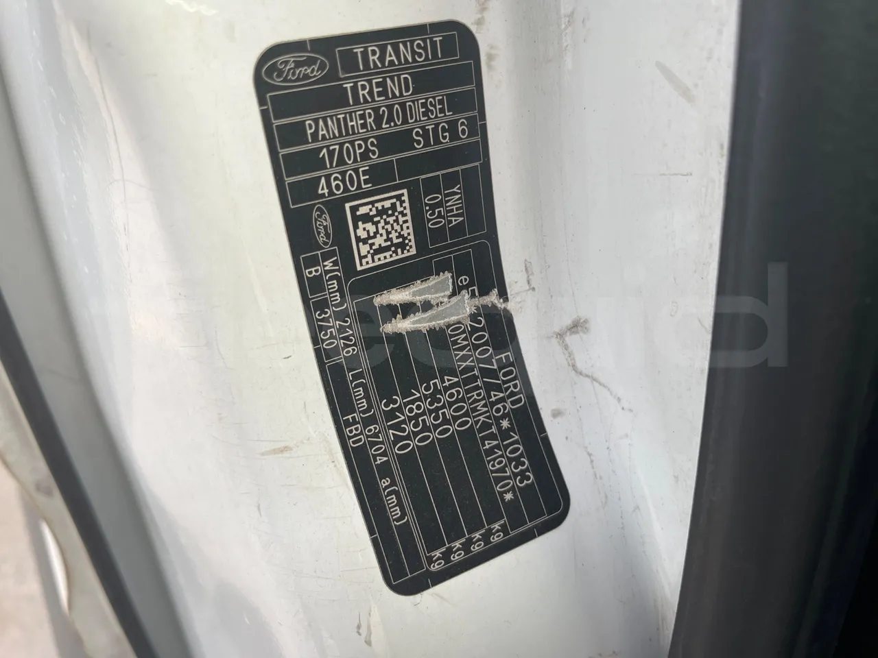 Ford Transit FBD - Euro 6 - 125 kW - 6.704 mt - vehicle plate photo