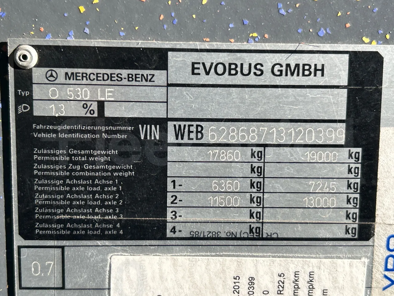 Mercedes-Benz Citaro O 530 LE - Euro5 - 220kW - 13.057mt - vehicle plate photo