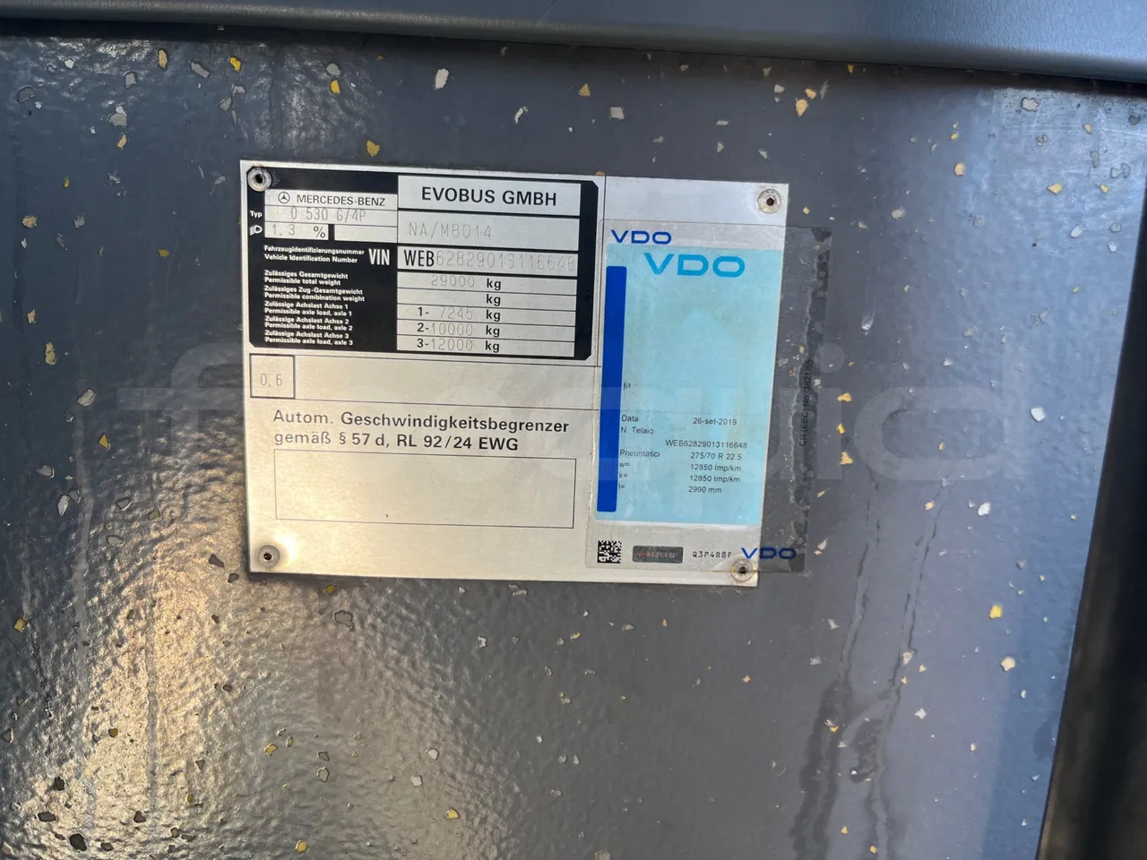 Mercedes-Benz O 530 G/4P - EUR5 - 260kW - 17.940m - vehicle plate photo