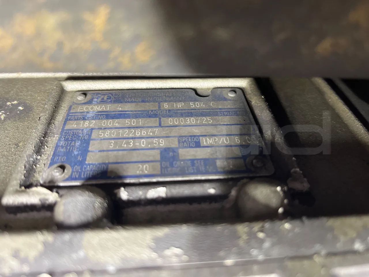 Irisbus Citelis PS09D1 PS09D1-98  - Euro5 - 213kW - 11.990mt - gearbox plate photo