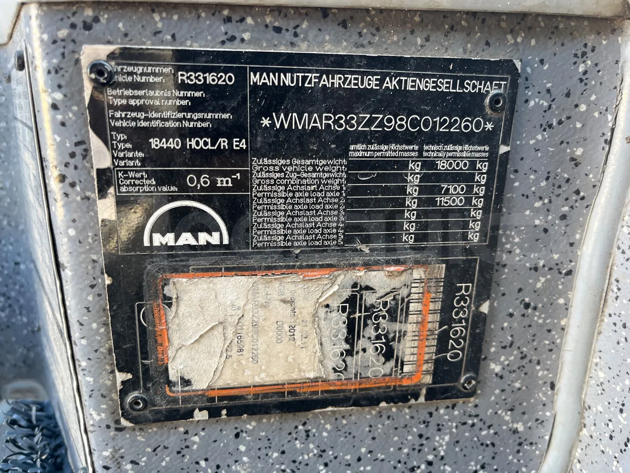 Man Ratio 18440/R33 - Euro 4 - 324 kW - 12,10 mt - vehicle plate photo
