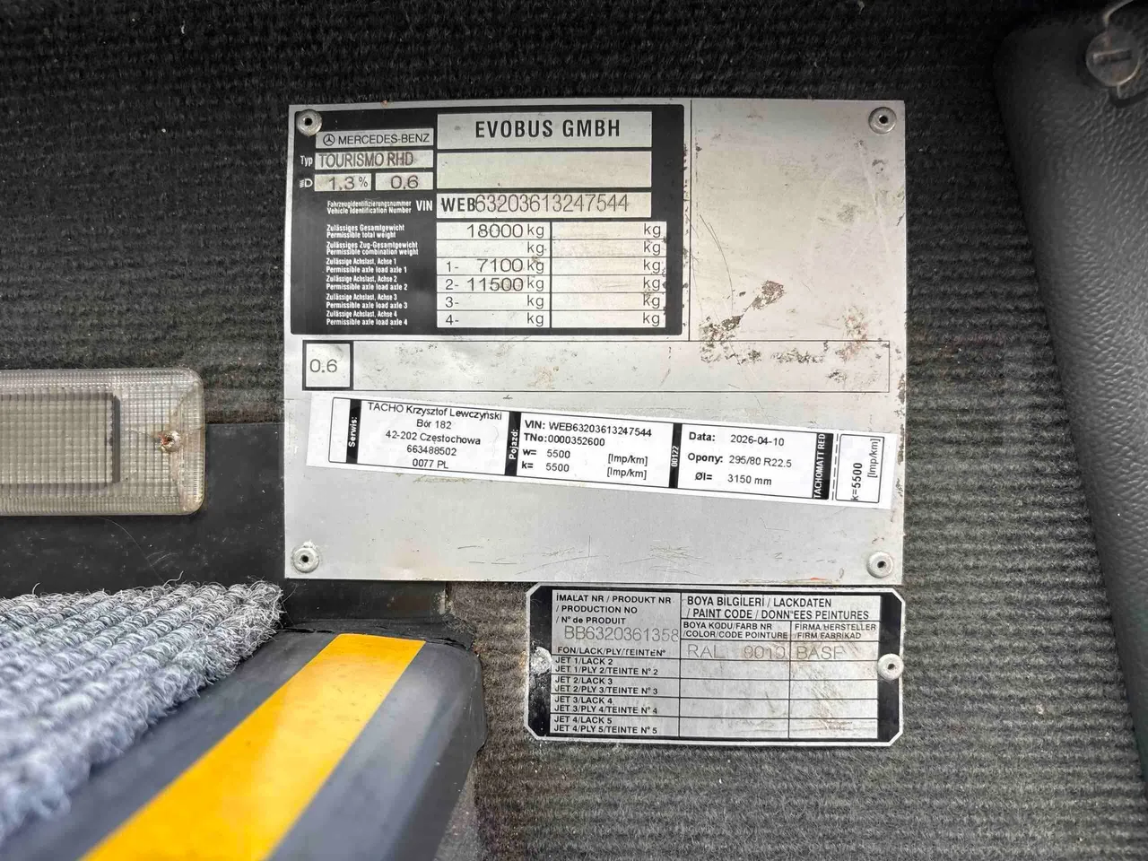 Mercedes-Benz Tourismo RHD - Euro5 - 300kW -  12.140mt - vehicle plate photo