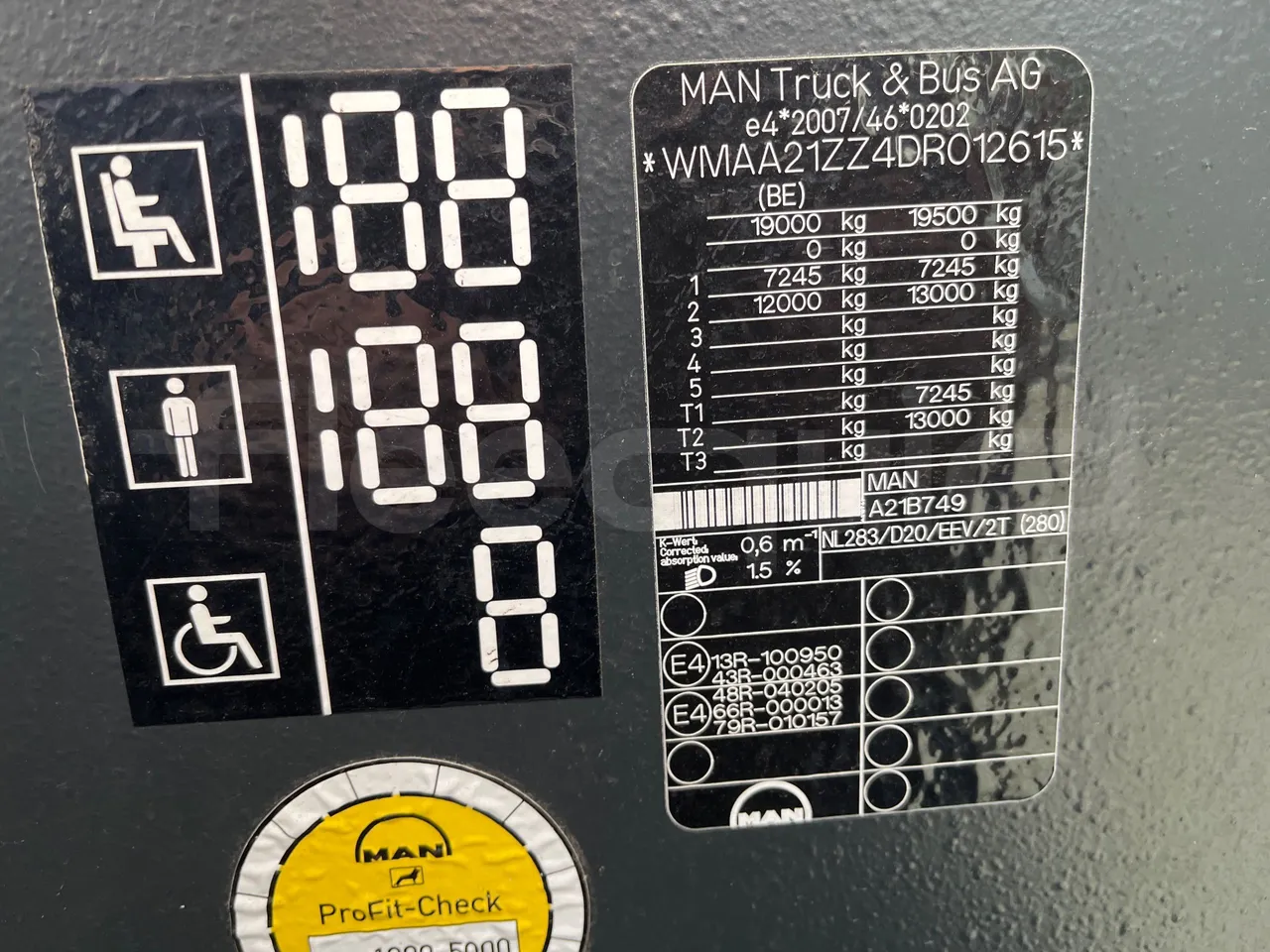 Man Lion's City A21 - EUR5 - 206kW - 11.980m - vehicle plate photo