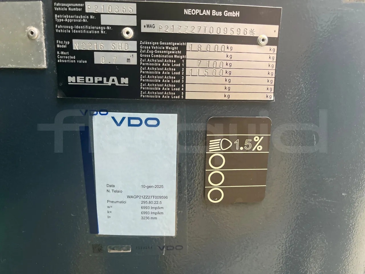 Neoplan Tourliner N2216 SHD - Euro4 - 324kW - 12mt - chassis VIN photo