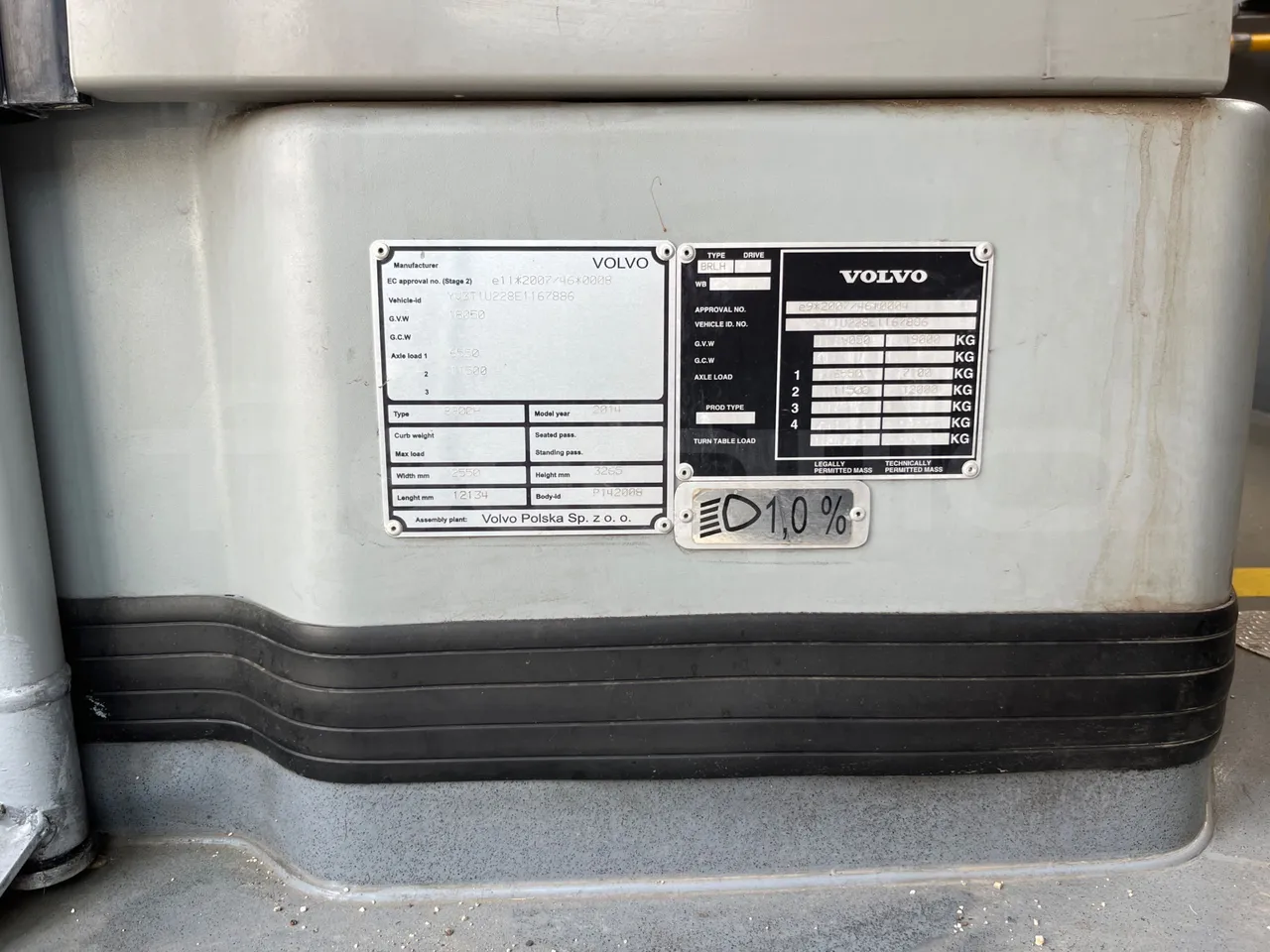 Volvo B4SC 7900  - Euro6 - 177kW - 12.134mt - chassis VIN photo
