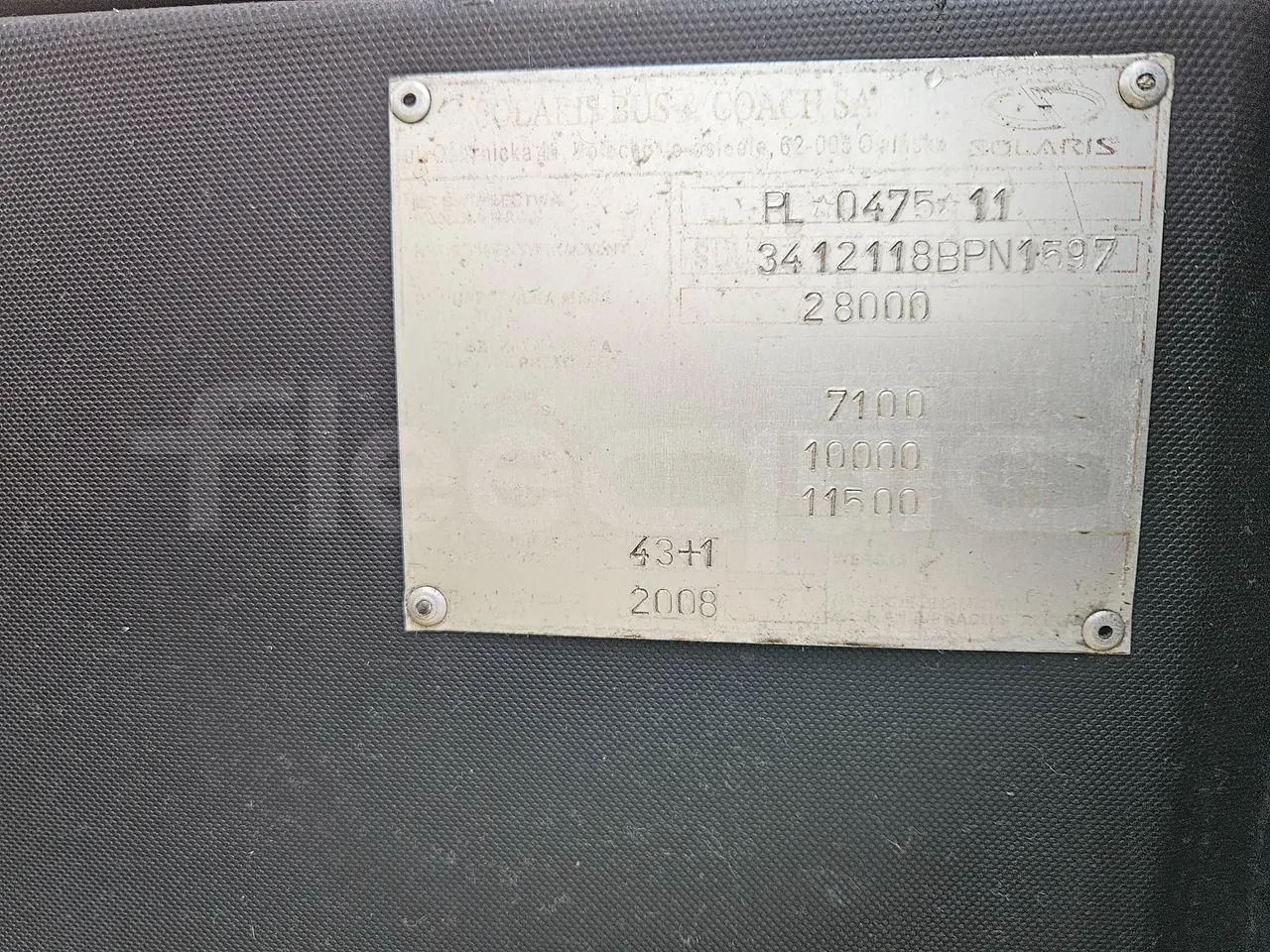 Solaris Urbino 18-Euro5-231kw-18m - vehicle plate photo