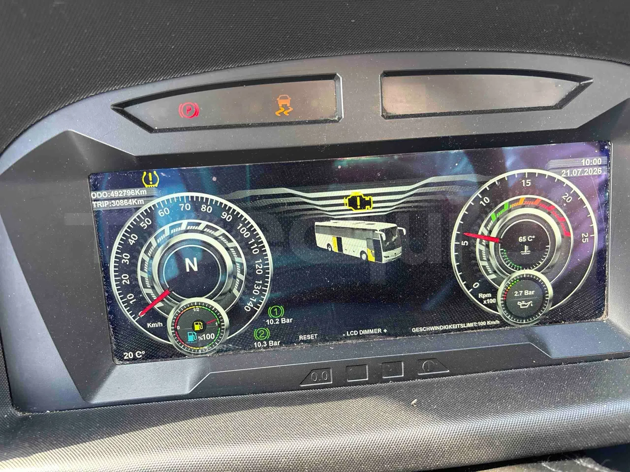 Temsa Safari - dashboard lights on