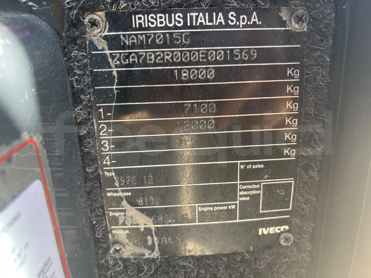 Iveco 389 - chassis VIN photo