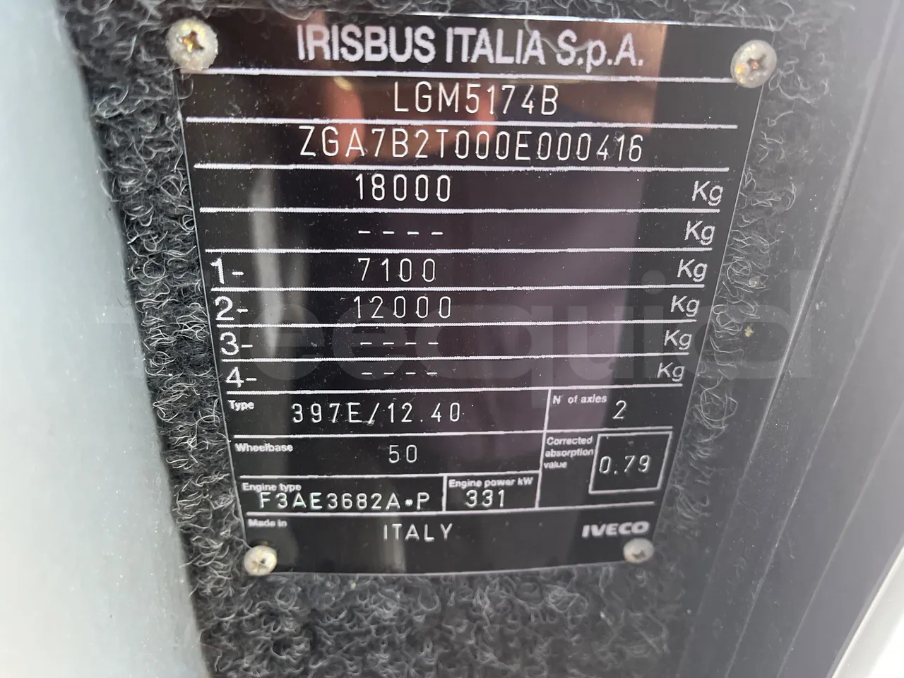 Irisbus New Domino 397E/12.4 - EUR4 - 331kW - 12.41m - vehicle plate photo