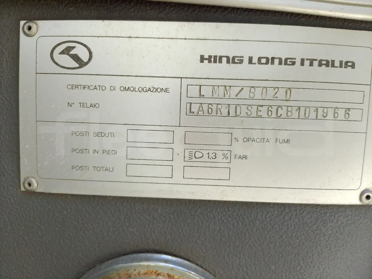 King Long XMQ6900 XMQ6900-3/ Euro 5 - 178Kw - 8,995 Mt - vehicle plate photo