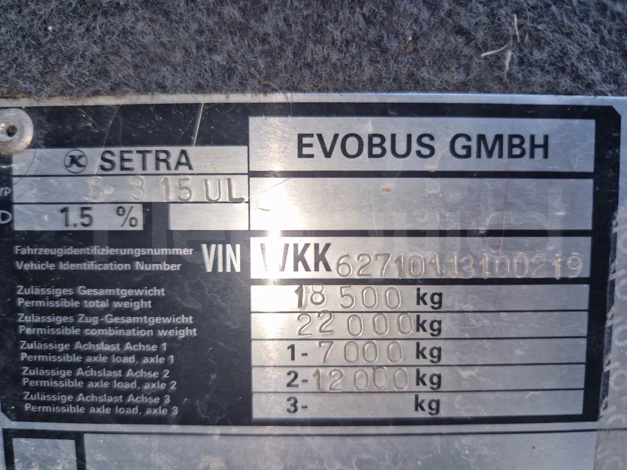 Setra S315 UL-EUR3-12m-185Kw - gearbox plate photo