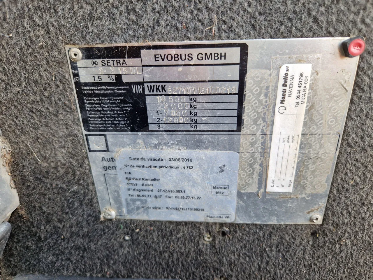 Setra S315 UL-EUR3-12m-185Kw - vehicle plate photo