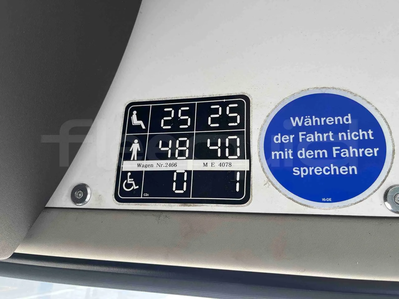 Solaris Urbino - seat plate photo