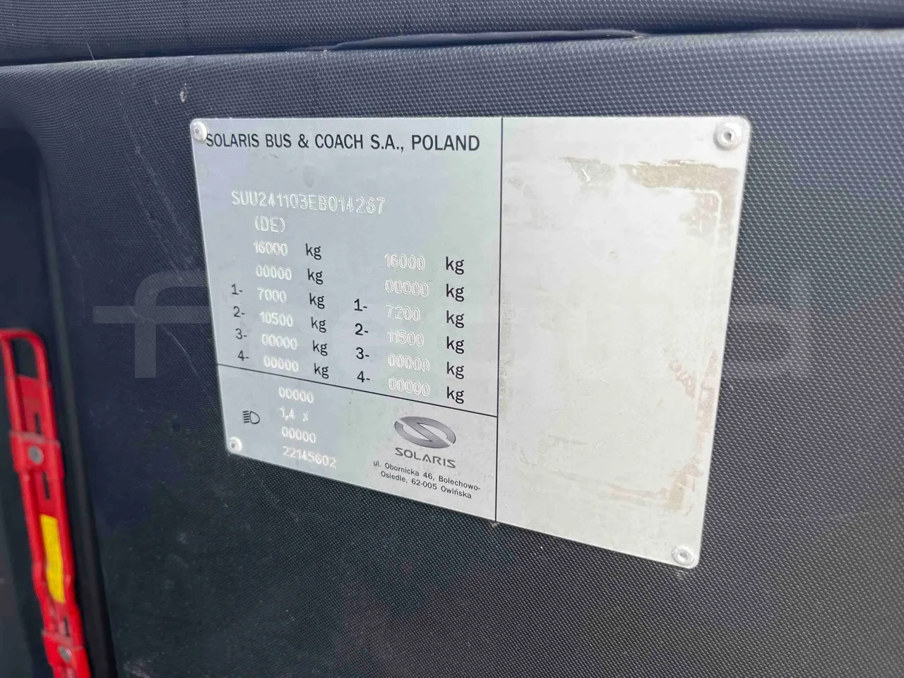 Solaris Urbino - vehicle plate photo