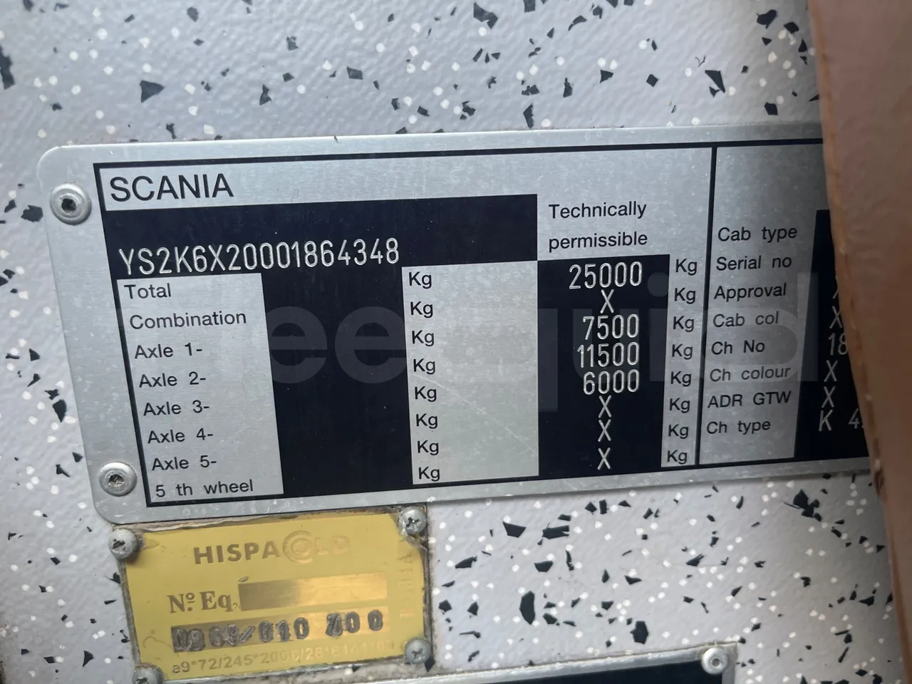 Scania Noge Titanium 12B6X2 - Euro 4 - 309 kW -  13.980 mt - vehicle plate photo