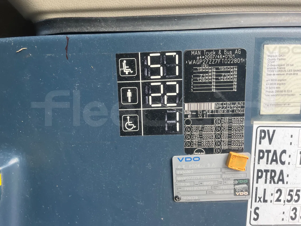 Neoplan JETLINER B274600 - Euro6 - 294kW - 13mt - seat plate photo