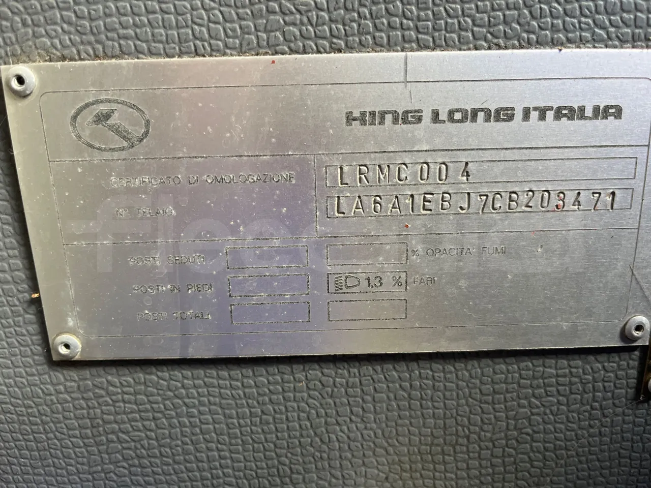 King Long XMQ6996 XMQ6996 / Euro 5 - 215 Kw - 9.895 Mt - chassis VIN photo