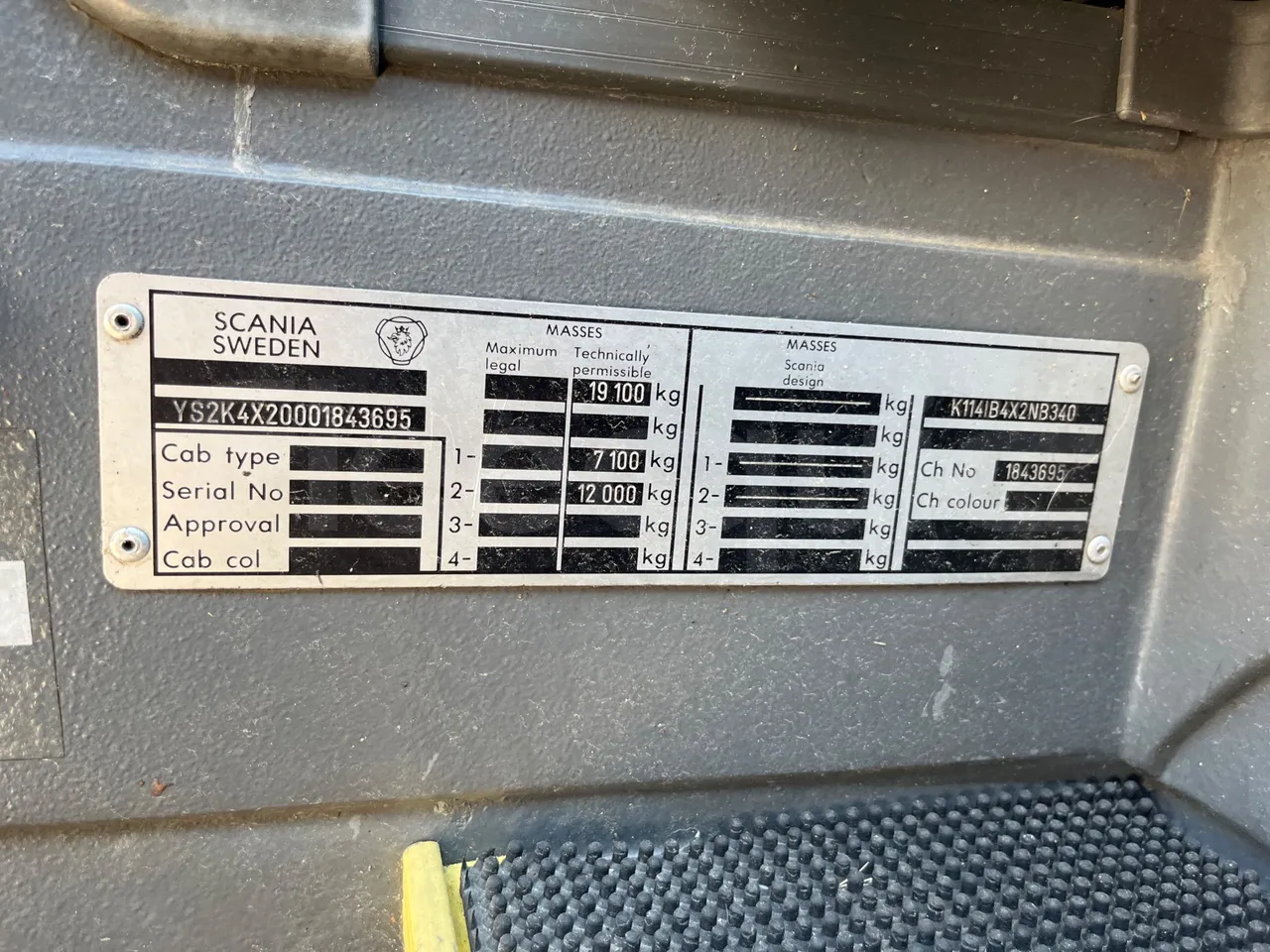 Irizar Scania Century K114IB - EUR3 - 250kW - 12m - chassis VIN photo (mandatory  for bus to scrap)